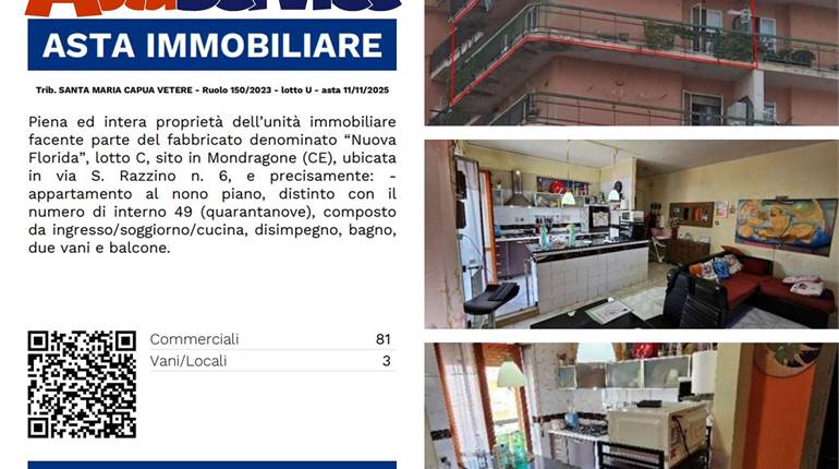 Trib. SANTA MARIA CAPUA VETERE - Ruolo 150/2023 - lotto U - asta 11/11/2025