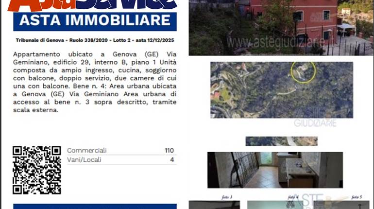 Tribunale di Genova - Ruolo 338/2020 - Lotto 2 - asta 12/12/2025
