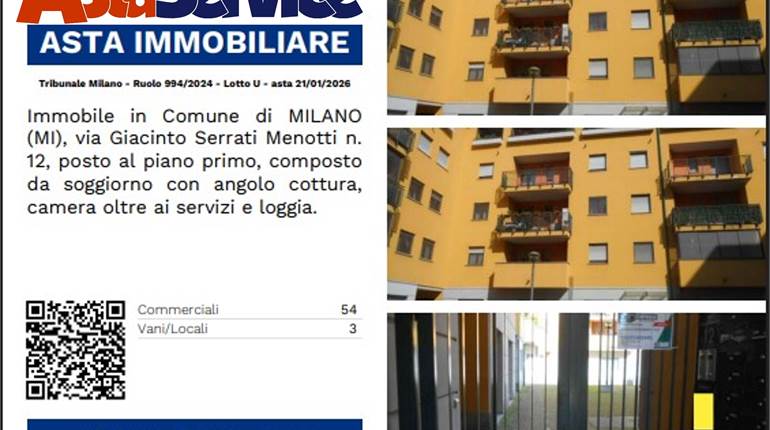 Tribunale Milano - Ruolo 994/2024 - Lotto U - asta 21/01/2026