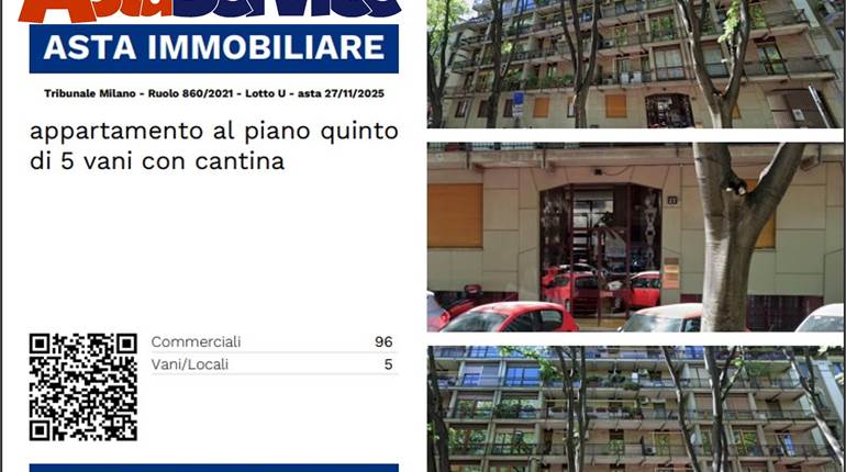 Tribunale Milano - Ruolo 860/2021 - Lotto U - asta 27/11/2025