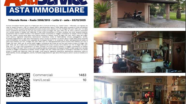 Tribunale Roma - Ruolo 2098/2013 - Lotto U - asta - 03/12/2025