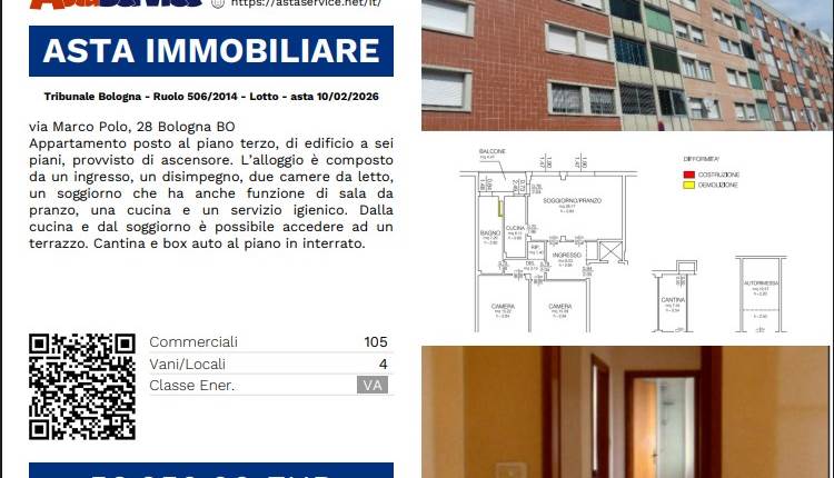 Tribunale Bologna - Ruolo 506/2014 - Lotto - asta 10/02/2026