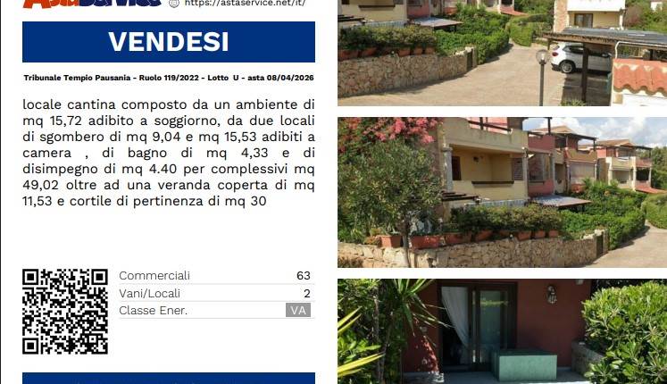 Tribunale Tempio Pausania - Ruolo 119/2022 - Lotto  U - asta 08/04/2026