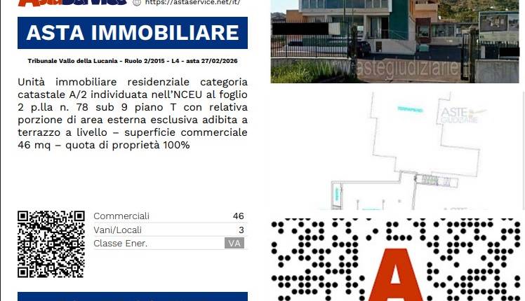 Tribunale Vallo della Lucania - Ruolo 2/2015 - L4 - asta 27/02/2026
