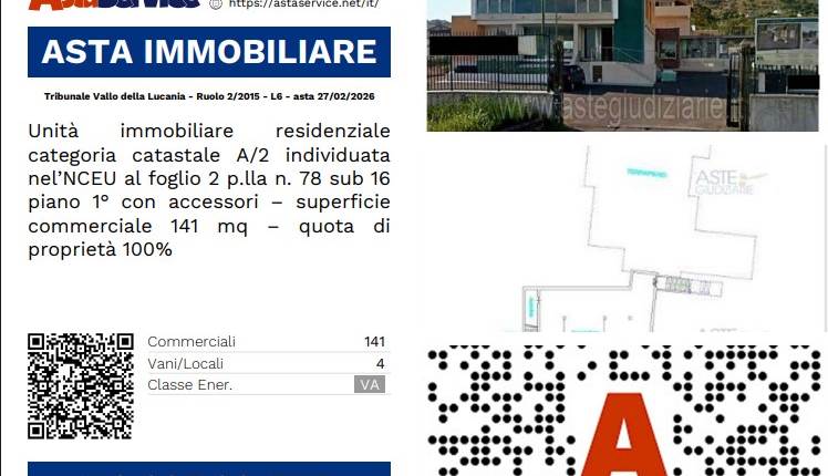 Tribunale Vallo della Lucania - Ruolo 2/2015 - L6 - asta 27/02/2026