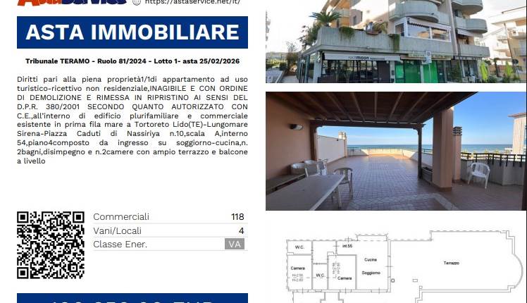 Tribunale TERAMO - Ruolo 81/2024 - Lotto 1- asta 25/02/2026