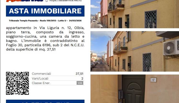 Tribunale Tempio Pausania - Ruolo 159/2013 - Lotto U -  24/03/2026