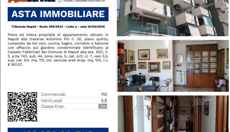 Tribunale Napoli - Ruolo 566/2023 - Lotto u - asta 10/03/2026