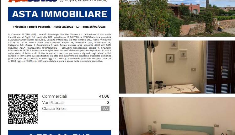 Tribunale Tempio Pausania - Ruolo 21/2022 - L7 - asta 25/03/2026 