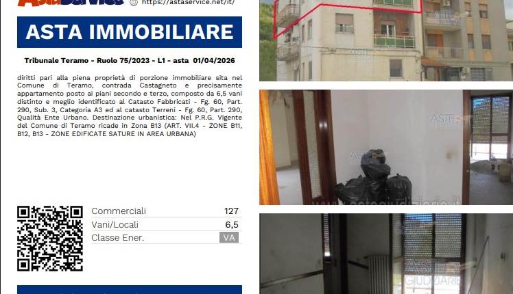 Tribunale Teramo - Ruolo 75/2023 - L1 - asta  01/04/2026