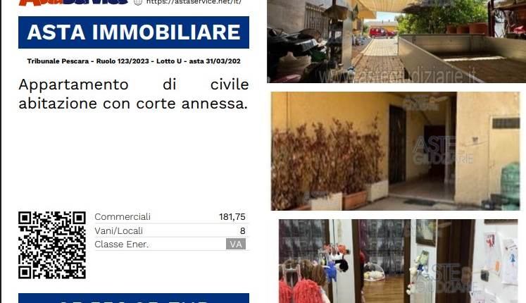 Tribunale Pescara - Ruolo 123/2023 - Lotto U - asta 31/03/202