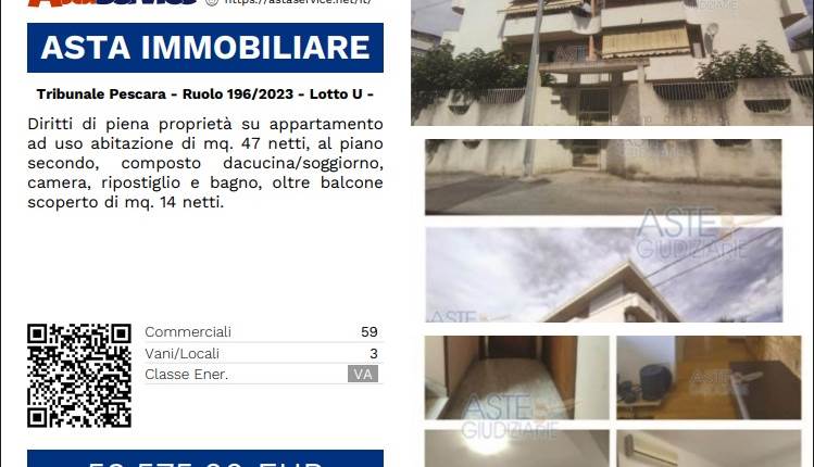 Tribunale Pescara - Ruolo 196/2023 - Lotto U - ASTA 17/03/2026