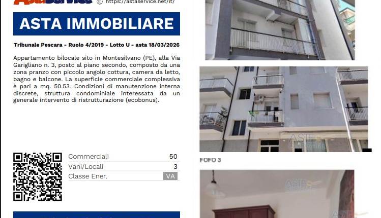 Tribunale Pescara - Ruolo 4/2019 - Lotto U - asta 18/03/2026