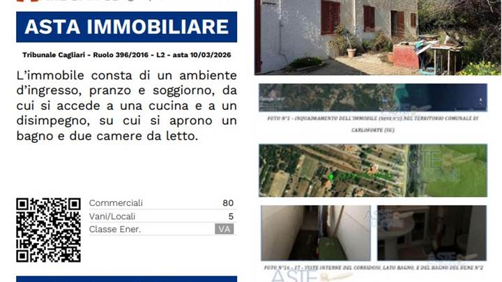 Tribunale Cagliari - Ruolo 396/2016 - L2 - asta 10/03/2026