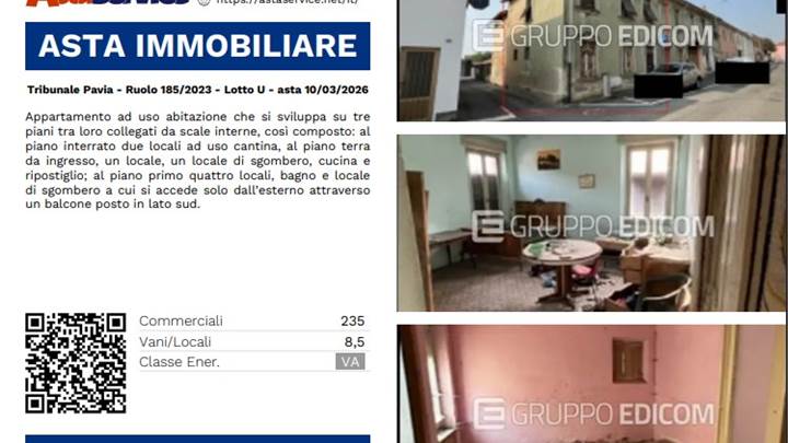 Tribunale Pavia - Ruolo 185/2023 - Lotto U - asta 10/03/2026