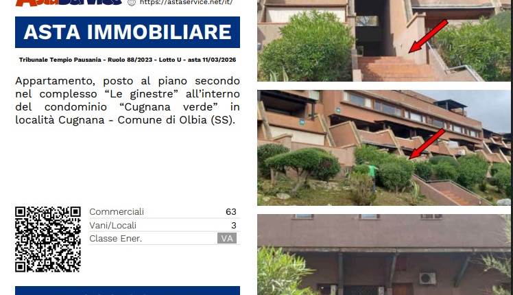 Tribunale Tempio Pausania - Ruolo 88/2023 - Lotto U - asta 11/03/2026