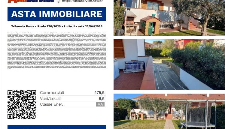 Tribunale Roma - Ruolo 270/2020 - Lotto U - asta 22/04/2026