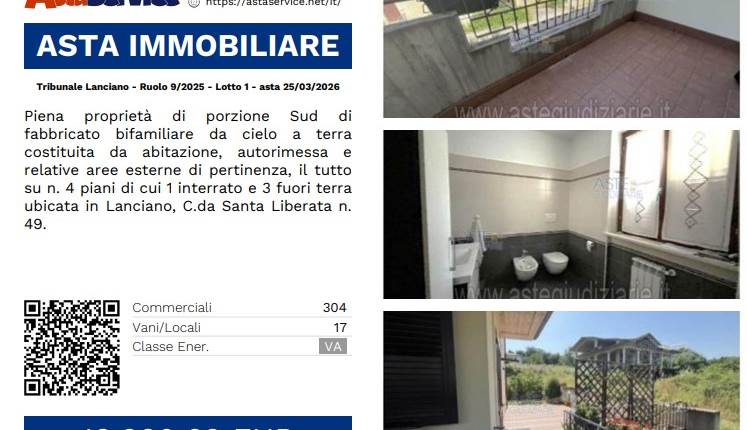 Tribunale Lanciano - Ruolo 9/2025 - Lotto 1 - asta 25/03/2026