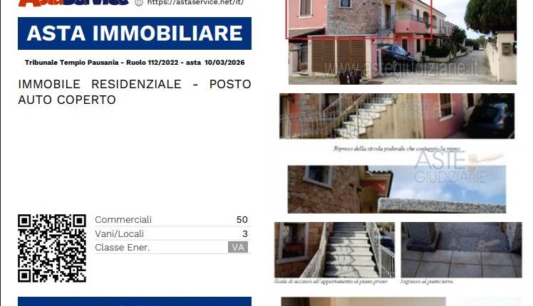 Tribunale Tempio Pausania - Ruolo 112/2022 - asta  10/03/2026