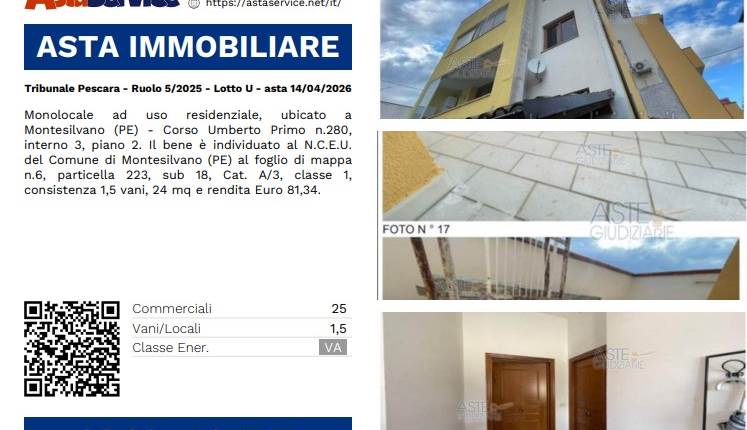 Tribunale Pescara - Ruolo 5/2025 - Lotto U - asta 14/04/2026