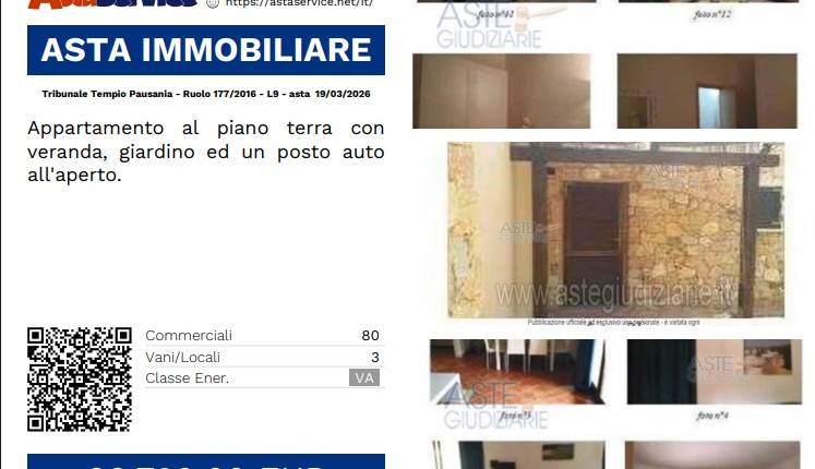 Tribunale Tempio Pausania - Ruolo 177/2016 - L9 - asta  19/03/2026