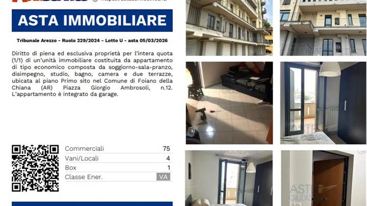 Tribunale Arezzo - Ruolo 229/2024 - Lotto U - asta 05/03/2026