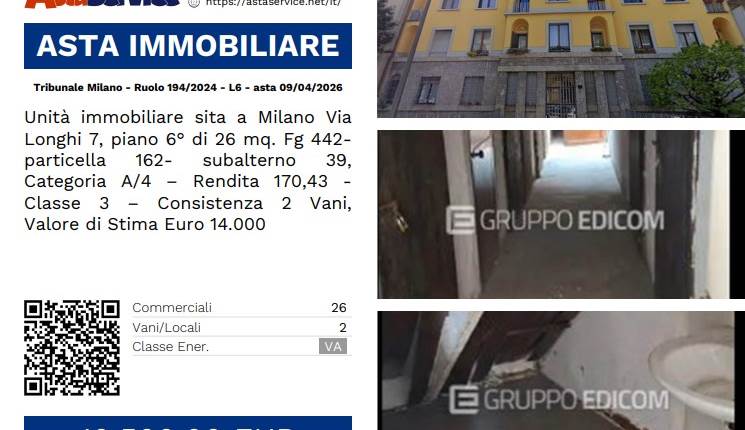 Tribunale Milano - Ruolo 194/2024 - L6 - asta 09/04/2026