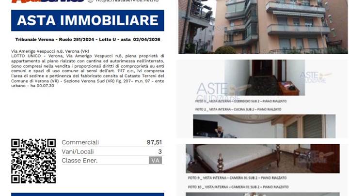 Tribunale Verona - Ruolo 251/2024 - Lotto U - asta  02/04/2026