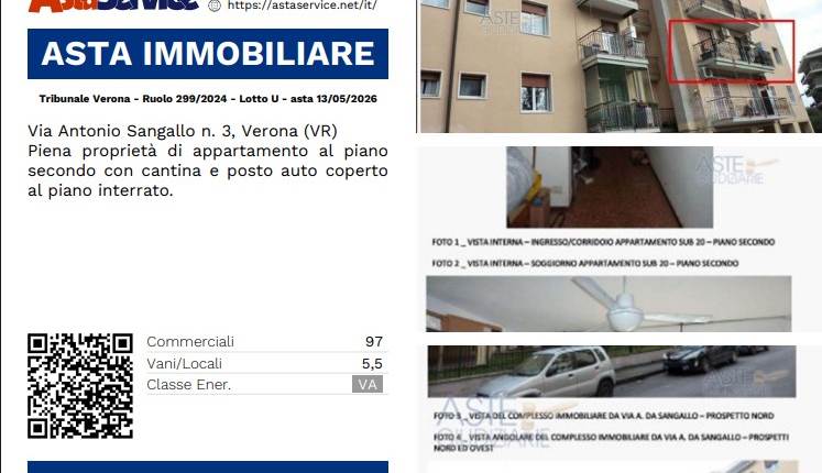 Tribunale Verona - Ruolo 299/2024 - Lotto U - asta 13/05/2026