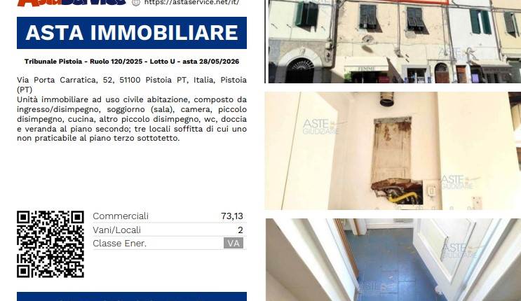 Tribunale Pistoia - Ruolo 120/2025 - Lotto U - asta 28/05/2026