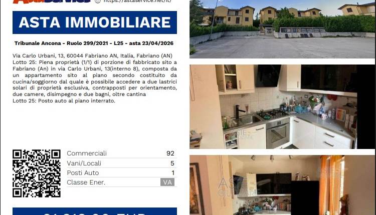 Tribunale Ancona - Ruolo 299/2021 - L25 - asta 23/04/2026 