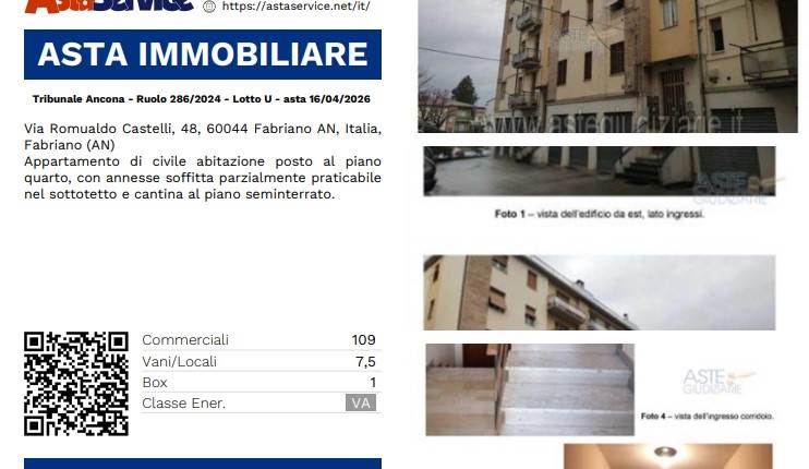Tribunale Ancona - Ruolo 286/2024 - Lotto U - asta 16/04/2026 