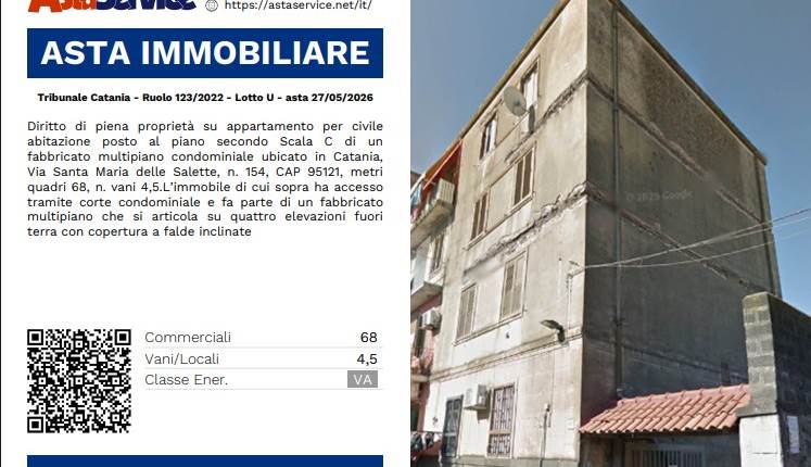 Tribunale Catania - Ruolo 123/2022 - Lotto U - asta 27/05/2026