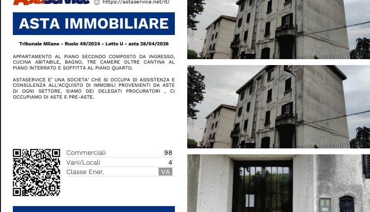 Tribunale Milano - Ruolo 49/2024 - Lotto U - asta 28/04/2026
