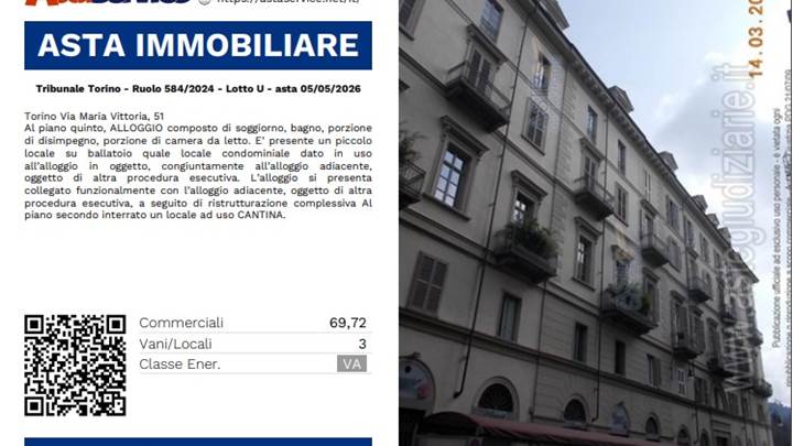Tribunale Torino - Ruolo 584/2024 - Lotto U - asta 05/05/2026