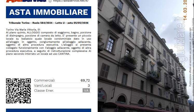 Tribunale Torino - Ruolo 584/2024 - Lotto U - asta 05/05/2026