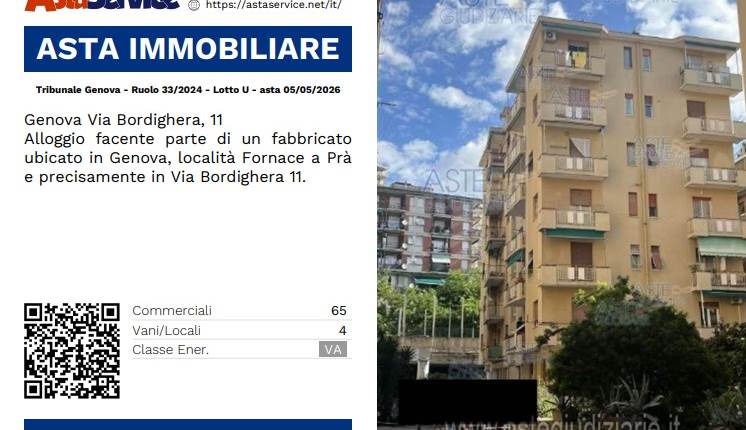 Tribunale Genova - Ruolo 33/2024 - Lotto U - asta 05/05/2026