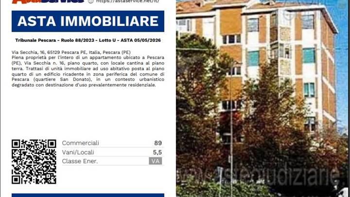 Tribunale Pescara - Ruolo 88/2023 - Lotto U - ASTA 05/05/2026