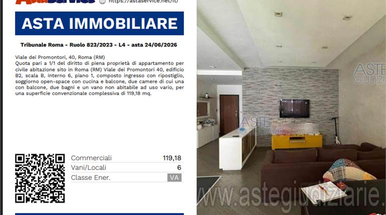 Tribunale Roma - Ruolo 823/2023 - L4 - asta 24/06/2026 