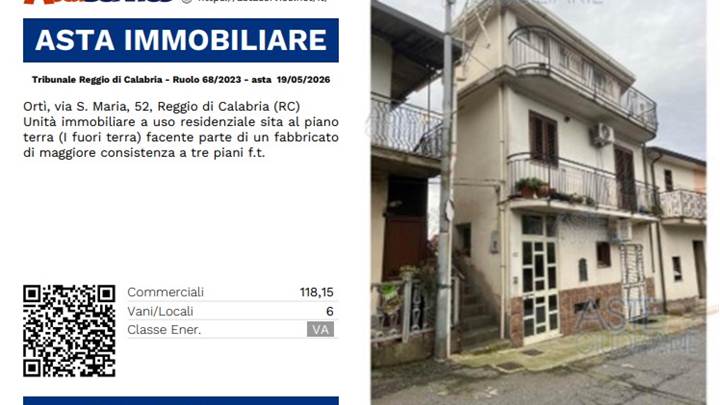 Tribunale Reggio di Calabria - Ruolo 68/2023 - asta  19/05/2026