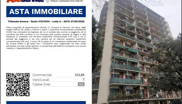 Tribunale Genova - Ruolo 476/2024 - Lotto U - ASTA 27/05/2026