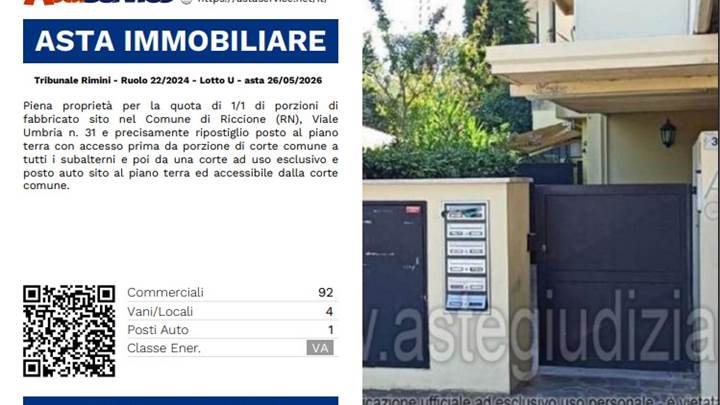 Tribunale Rimini - Ruolo 22/2024 - Lotto U - asta 26/05/2026  