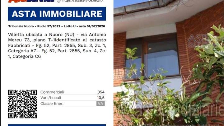 Tribunale Nuoro - Ruolo 57/2022 - Lotto U - asta 01/07/2026 