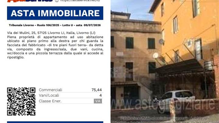 Tribunale Livorno - Ruolo 106/2025 - Lotto U - asta  09/07/2026 