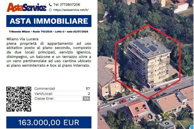 Tribunale Milano - Ruolo 715/2024 - Lotto U - asta 02/07/2026 