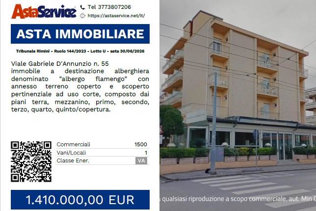 Tribunale Rimini - Ruolo 144/2023 - Lotto U - asta 30/06/2026