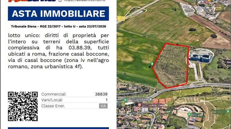 Tribunale Siena - RGE 22/2017 - lotto U - asta 22/07/2026