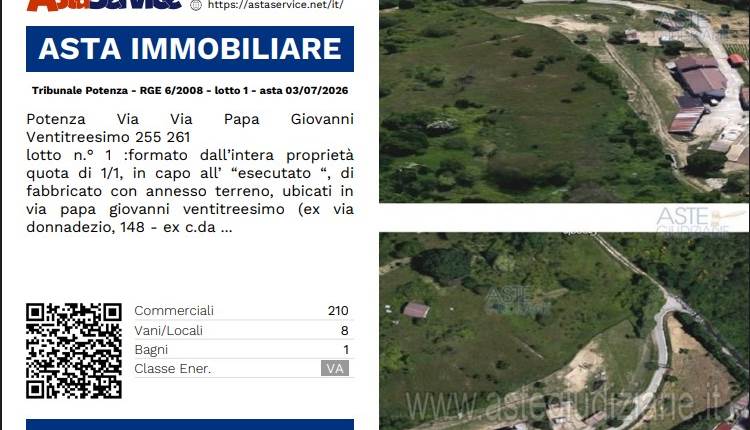 Tribunale Potenza - RGE 6/2008 - lotto 1 - asta 03/07/2026