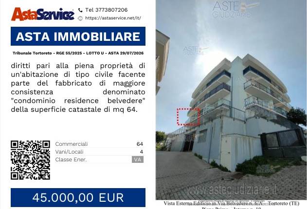 Tribunale Tortoreto - RGE 55/2025 - LOTTO U - ASTA 29/07/2026