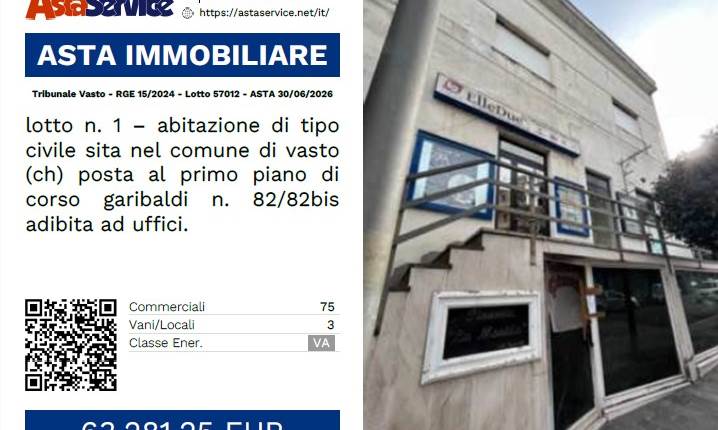 Tribunale Vasto - RGE 15/2024 - Lotto 57012 - ASTA 30/06/2026